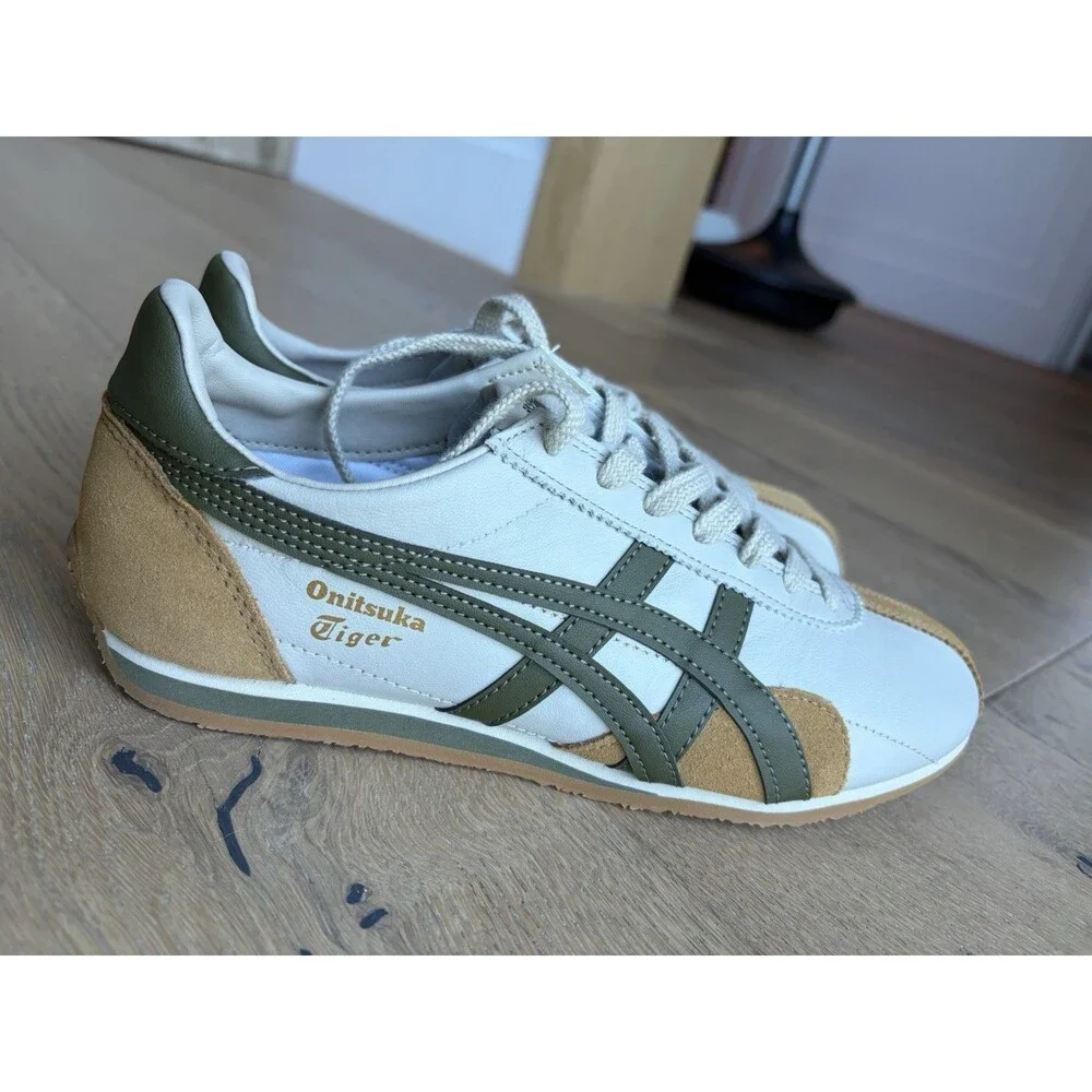 New Without Box Onitsuka Tiger Runspark Beige Olive Green Sneakers Size 8.5 W